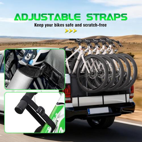 Upgraded Tailgate Bike Pad, Waterproof Truck Tailgate Pad Cover for 5 Mountain Bikes with Reflective Strips Tool Pocket Rear Camera Opening