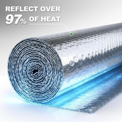 Reflective Insulation Foam,48 x 10 Ft Window Insulation for Summer Heat,Aluminum Foil Bubble Insulation Roll for Keep Heat,Window Insulation Kit for RV, Thermal Insulation Cover for Window.