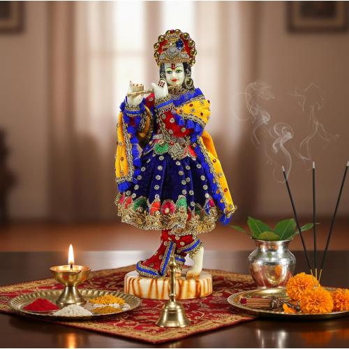 Size 11 eSplanade Hand-Carved God Kishan Krishna Murti Idol Statue Sculpture - 11 Inches - Resin