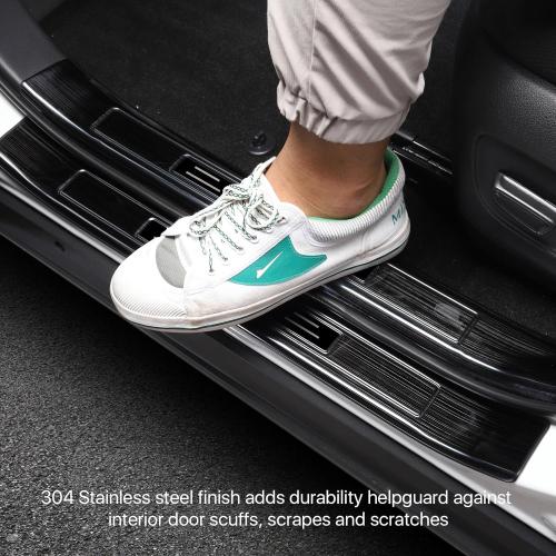 for Toyota RAV4 2025 2024 2023 Door Sill Protector Cover, Stainless Steel Outer Door Entry Guard Plate Fit for RAV-4 2022 2021 2020 2019 Trim Accessories Interior Decoration Sticker-Black