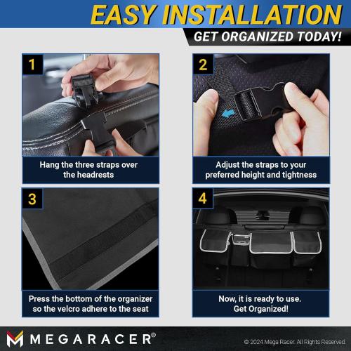 Black and Grey Mega Racer Compact Hanging Trunk Organizer