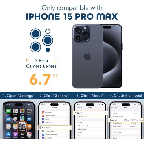 for iPhone 15 Pro Max Case, Compatible with MagSafe, Built-in Privacy Screen Protector and Camera Protection, Anti Spy Full Body Dustproof Shockproof Hard Phone Case 6.7, Dark Blue