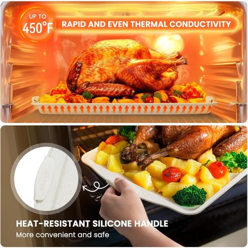 Kikcoin 22 PCS Nonstick Baking Pans Set, Stackable Bakeware Sets with Silicone Handles, 450°F Oven Safe Baking Sheet Set, Easy Release Cookie Sheets for Baking, Cream