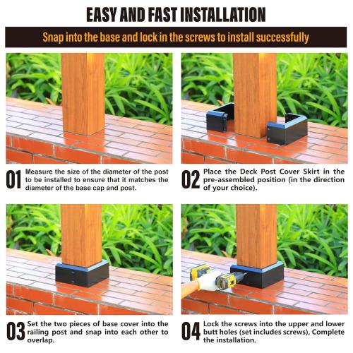 8Pcs 6(Actual 5.5x5.5) Aluminium Deck Post Base Cover, for Handrail, Stail, Porch Deck Railing Base Post Covers
