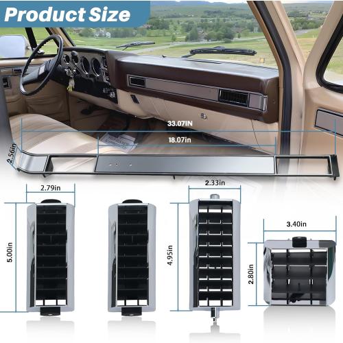 DP7898RNH DP2560 Dash AC Vent Plate Air Condition Cover for 1981-91 Chevy Blazer Suburban GMC Jimmy,for 1981-87 Chevrolet Silverado C10,3979751 14014536 A/C Dashboard Vent Kit for Chevy GMC 1981-87