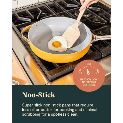 Caraway Non-stick Ceramic Cookware Set (12 Piece) Pots, Pans, Lids and Kitchen Storage - PFAS & PFOA Free - Oven Safe Pan Set & Compatible with All Stovetops - Black