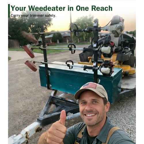 ELITEWILL Weed Eater Rack for Trailer, 3 Place Open Trailer Trimmer Rack Weedeater Rack Holder for Landscape Truck with 3 Individual Locks Lawn Equipment Organization Storage Accessories