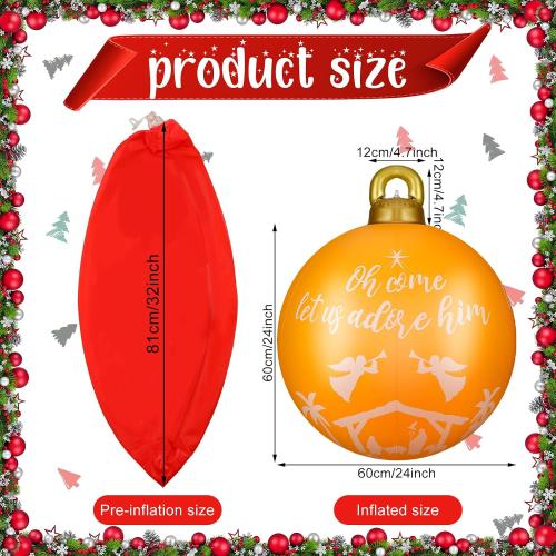 Jetec 32 Inch Giant PVC Inflatable Christmas Ball Ornaments Large Xmas Blow Ball Decorations Inflatables Outdoor Holiday Decorations Christmas Blow up Yard Decor(6 Pcs,Joy World)