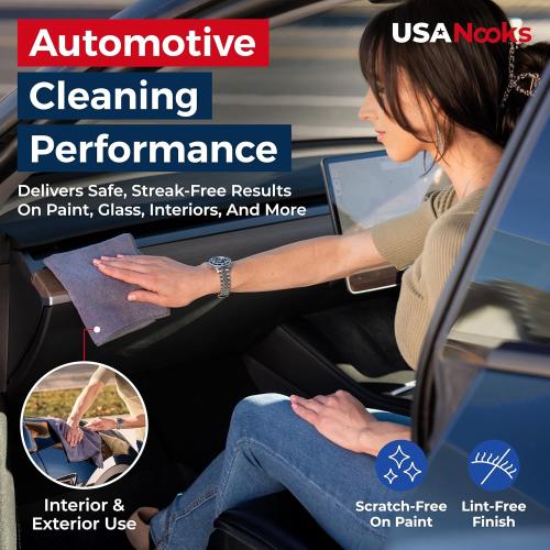 USANOOKS Microfiber Cleaning Cloth Grey - 12 Pcs (12.5x12.5) - High Performance - 1200 Washes, Ultra Absorbent Microfiber Towel Weave Grime & Liquid for Streak-Free Mirror Shine - Car Washing Cloth