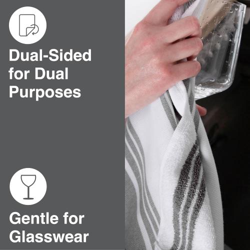 All-Clad Dual-Purpose Kitchen Towels: Highly Absorbent - 100% Cotton, 17x30 Dish Towels for Cleaning & Drying Dishes & Glassware, 6-Pack, Pewter