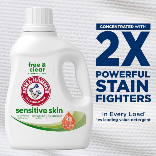 ARM & HAMMER Sensitive Skin Free & Clear Liquid Laundry Detergent, 105 fl oz, 105 Loads