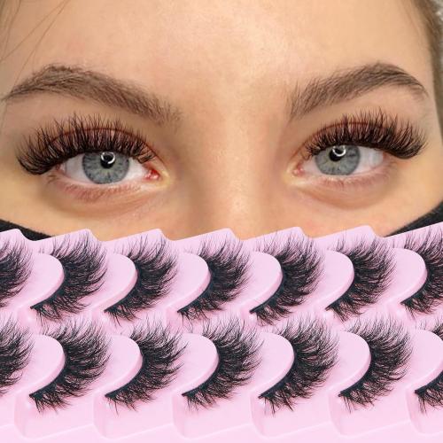 FANXITON Wispy False Eyelashes Natural Look Short Mink Lashes 3D Faux Mink Eyelashes 7 Pairs Pack