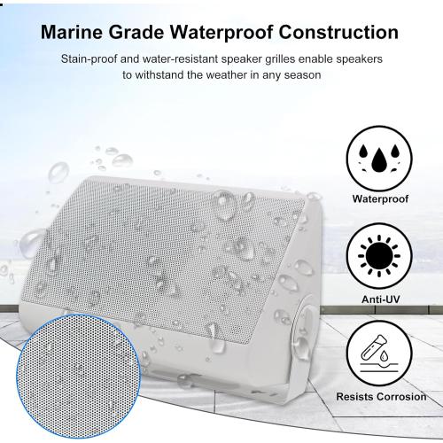 STUDIOFINIX 5.25 Inches Outdoor Bluetooth Speakers Waterproof 600 Watts Perfect for Indoor- Outdoor Patio Porch Wall Mount System (4 Speakers,White)