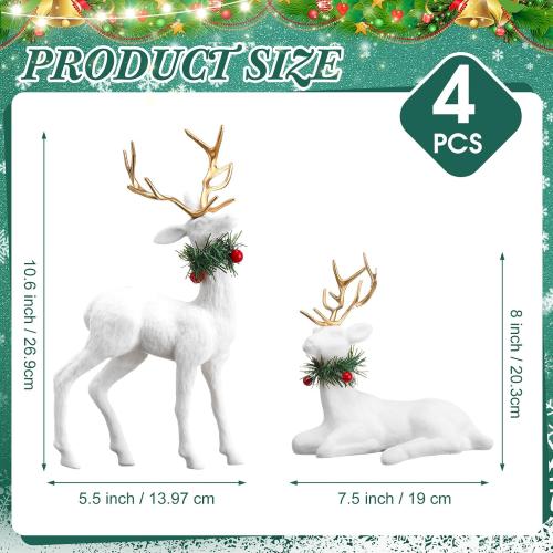 Wesiti 4 Pcs Christmas Reindeer Decoration