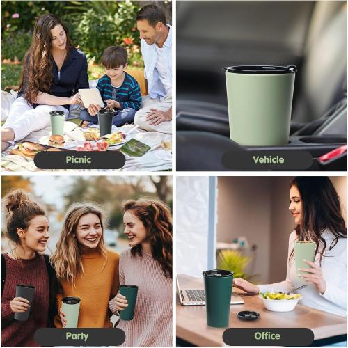 4 Pack Plastic Travel Coffee Mug Set, 20 oz Spill Proof Drinking Cups with Lids, Pobtable to Go Camping Coffee Tumbler Reusable Coffee Mugs with Lids, Dishwasher & Microwave Safe