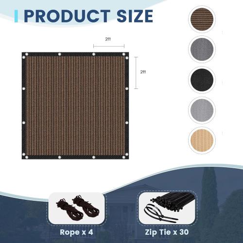 Size 16X16 Ft Color Grey 90% Sun Shade Cloth with Grommets, Outdoor Sun Shade Cover Heavy-Duty Sunblock Fabric Trap for Patio Lawn Garden Pergola, Mocha,