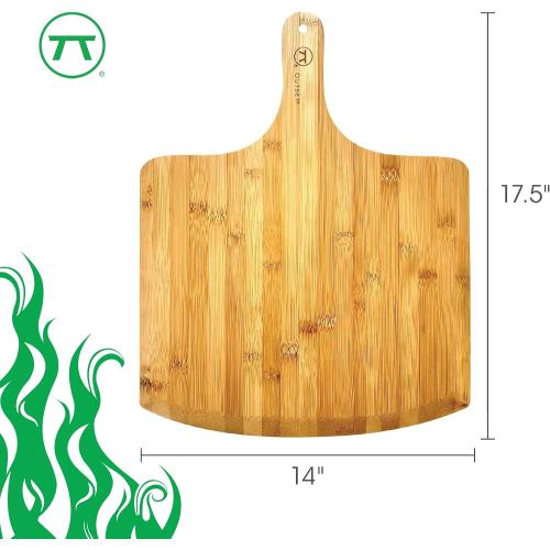 Outset Pizza Peel, Extra Large Bamboo Pizza Paddle, 18 x 14, Tan