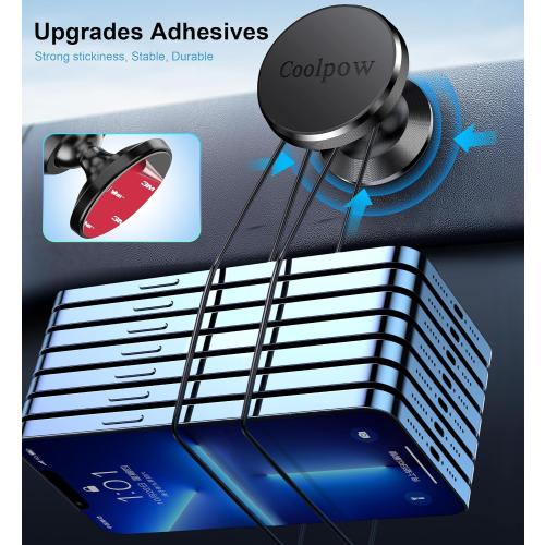 Coolpow【2 Packs 】Magnetic Phone Holder for car【Strong Magnet】phone holders for your car phone holder Mount for Car【4 Metal Plate】Universal Dash cell phone car mount for iphone Samsung car accessories