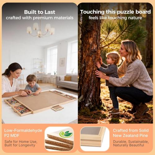 ALL4JIG 1500 Pieces Rotating Puzzle Board with 6 Drawers and Cover,24.92x33.58Portable Wooden Jigsaw Puzzle Table for Adults,Lazy Susan Spinning Puzzle Boards Birthday Gift for mom