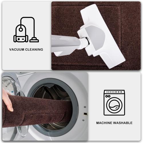 PURRUGS Dirt Trapping Door Mat 32 x 70, Non-Slip/Skid Machine Washable Entryway Rug, Dog Doormat, Super Absorbent Welcome Mat for Muddy Wet Shoes and Paws, Brown