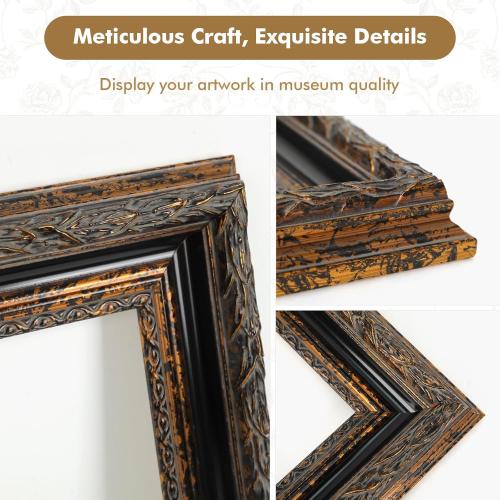 Size 24x30 DIY Wood Frame for 24x30 Stretched Canvas Paintings, Museum-grade Ornate Picture Frame for Vintage Rustic Retro Home, No Back & Cover, Open Back Canvas Frame for Living Room Decoration
