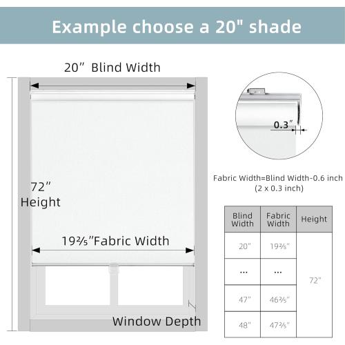 ChrisDowa Cordless Free-Stop 100% Blackout Blinds for Windows, Roller Windows Shades with Thermal Insulated, UV Protection Fabric for Living Room, Office and Home. Easy to Install.White,34 W X 72 H