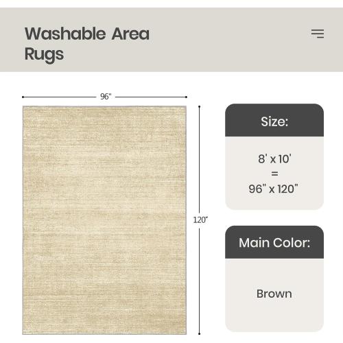 Valenrug Washable Rug 8x10 - Stain Resistant 8x10 Area Rugs for Living Room, Non Slip Backing Printed Rugs for Bedroom, Folable Machine Washable Area Rug (8'x10', Brown)