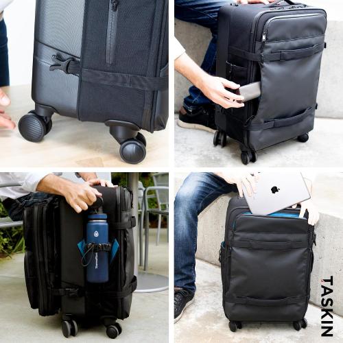 Taskin Denali | Large 4 Wheel Lightweight Hybrid Spinner Carry-On Luggage   Expandable Backpack   Laptop Sleeve | Black
