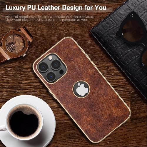 LOHASIC for iPhone 16 Pro Max Case, Vintage Leather Thin Slim Luxury PU Soft Flexible Bumper Non-Slip Grip Anti-Scratch Protective Cover Men Women Phone Cases for iPhone 16 Pro Max 6.9 2024 - Brown