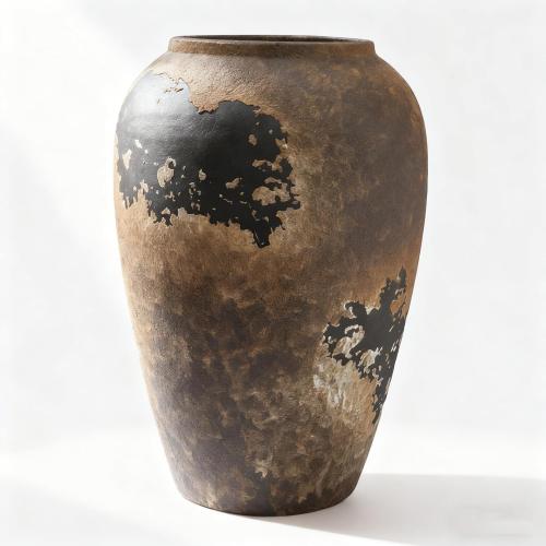 Ceramic Rustic Vases for Centerpieces,11 inch Decorative Terracotta Flower Terracotta vase for Home Decor,Farmhouse,Living Room,Table,Neutral,Waterproof