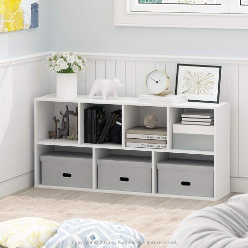 Furinno LUDER Book Shelf, 7-Cube Bookshelf, Bookcase, 9.4 x 19.5 x 41.7, for Living Room, Bedroom, Home Office, White
