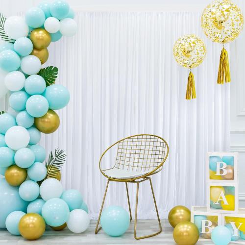 40 ft x 10 ft Wrinkle Free White Backdrop Curtain for Wedding Parties, Polyester Photo Backdrop Drapes for Baby Shower Birthday Party Backdrop Stand, Bulk Thick Background Curtains, 5x10FT 8 Panels