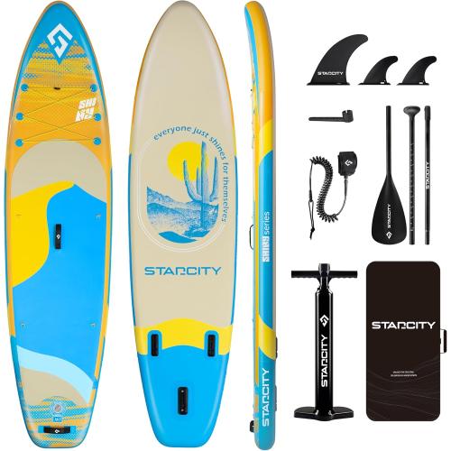 Starcity Size  11'*34*6 Blow Up Paddle Board, Inflatable Paddle Board,Paddle Board,Spacious and Stable, Anti Slip and Easy to Operate, Large Size Suitable for Single Person/Family/Pet Use.