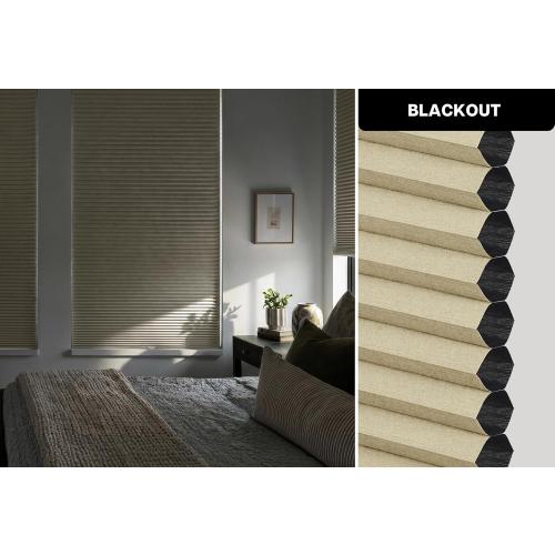 LazBlinds No Drill Cordless Cellular Shades, 33 1/2 W × 48 H, Soft Cream | Blackout Honeycomb Shades Thermal Insulation Noise Reduction Glare Control Blinds for Windows