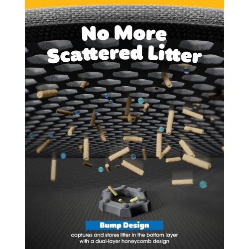 Cat Litter Mat - 23.2'' x 14.6'' Small Litter Trapping Mat, Easy to Clean Litter Box Mat, Waterproof, Urine-Proof, Non-Slip Kitty Litter Mats for Floor, Grey