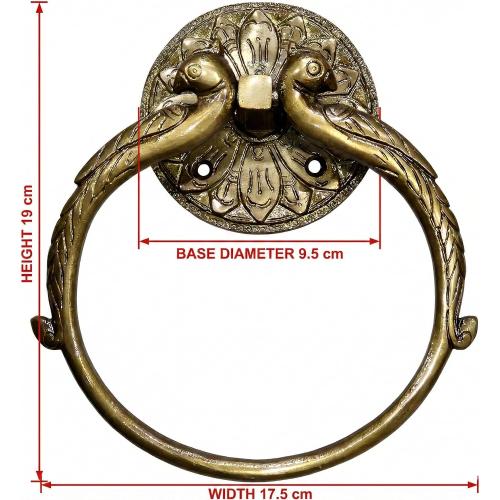 7.5 Inches - Brass Hand Towel Hanger Holder | Hand Towel Hanger Holder | Towel Holder for Bathroom in Twin Peacock Design