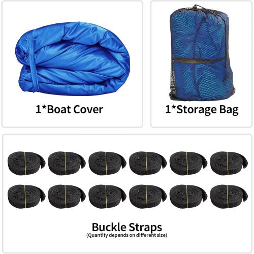 iCOVER Trailerable Boat Cover- 17'-19' Heavy Duty Waterproof Tarp Covers with Storage Bag, Fits V-Hull, Fish&Ski, Pro-Style, Fishing, Runabout, Bass Boats, up to 17ft-19ft Long X 96 Wide