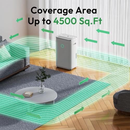 50 Pint 4500 Sq.Ft Home Dehumidifiers, 1.7 Gallon Tank Dehumidifier for Basement with Drain Hose, Auto/Quiet Sleep/Dry Mode