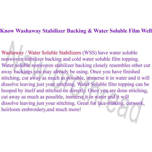 New brothread Light Weight Clear Wash Away - Water Soluble Embroidery Topping Film - 12 x 25 Yd roll - Cut into Various Sizes for Machine Embroidery and Hand Sewing