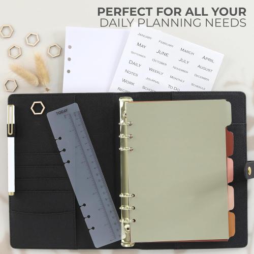 Aesthetic A5 Binder with 6 Golden Rings - Refillable & Sturdy Planner w Pockets Keeps You Perfectly Organized - Mini Notebook with Magnetic Closure Works Great as Photocard Binder for All Your Cards