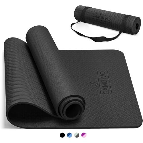 CAMBIVO Yoga Mat for Women Men Kids, 1/3 & 1/4 & 2/5 Inch Extra Thick Yoga Mat Non Slip,  TPE Yoga Mats, Workout Mat with Carrying Strap for Yoga, Pilates and Floor Exercises