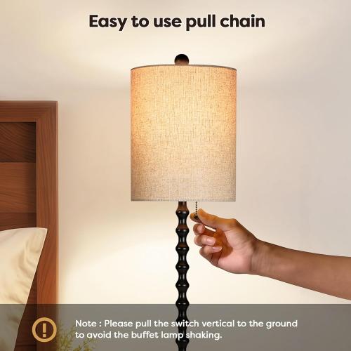 Buffet Lamps, Table Lamps Set of 2-30 Tall with Sturdy Metal Bases & Textured Linen Shades - UL Certified, Ideal for Creating a Cozy Vibe in Living Rooms, Dining Rooms & Entryways