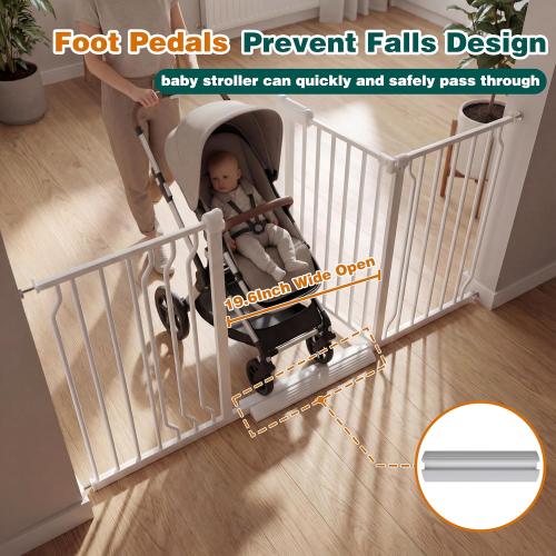 TSAYAWA Baby Gate Extra Wide Fits 71.65-85.82 inch Wide Opening - Dog Pet Gates for Doorways Stairs No Drilling Pressure Mounted - Large Child Safety Gate Indoor Outdoor White