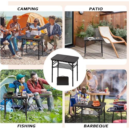 YihuiKo Folding Picnic Table with Storage Net, Lightweight Portable Table