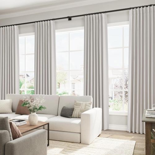Jowels Natural Linen Blackout Curtains 102 Inches Long 2 Panels for Bedroom