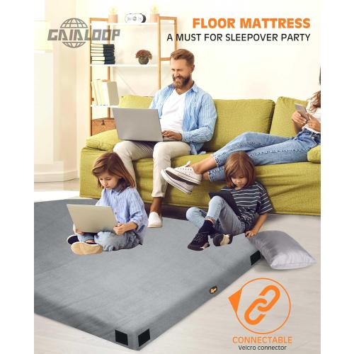 3 Inch Memory Foam Camping Mattress, Dual Layer Thick Sleeping Camp Pad for Car Tent Cot, Roll-Up Portable Glamping Floor Bed for Guests Sleepover