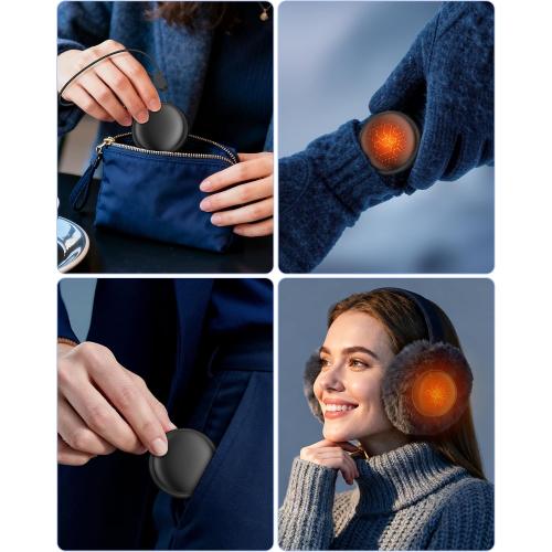 Pocket Size Hand Warmers Rechargeable 2 Pack,20Hrs Long Safe Heat,0.5S Instant Heating,Ultra Thin Electric Hand Warmers,5 Levels Heating Fits in Gloves, Hunting Camping Hiking Essentials