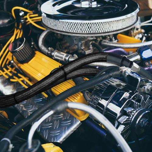 Transmission Cooler Lines - Upgraded 6AN 70-inch Automotive Replacement Black Nylon Braided Hose, Compatible with GM Chevy Ford Turbo 700R4 4L60E 4L65E 4L80E