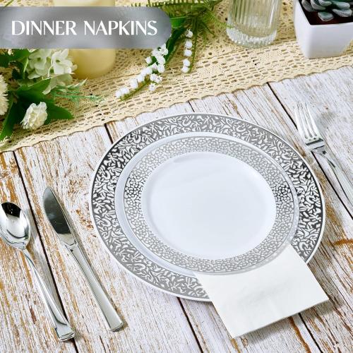 Vplus 600 Pack Paper Napkins Guest Towels Disposable Premium Quality 3-ply Dinner Napkins Disposable Soft, Absorbent, for Kitchen, Wedding, Parties, Dinners or Events(White)