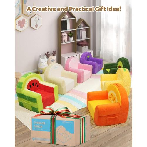 Toddler Chair, Comfy Foam Kids Couch with Soft Velvet Cover, Toddler Couch for Gaming and Studying, Kids Sofa That Fits Nicely with Any Modern Decor, Beige